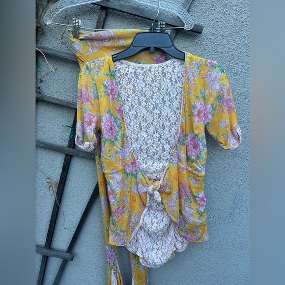 FREE PEOPLE X HOT AS HELL HAH ALL TIED UP SET FLARE PANT & TOP MARIGOLD Small - Picture 12 of 15